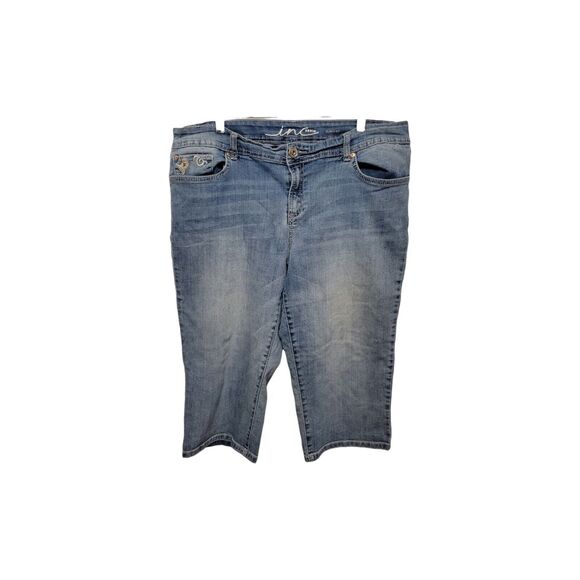 INC International Concepts Denim - INC Denim Curvy Fit Jeans Women 16 Blue Capri Distressed